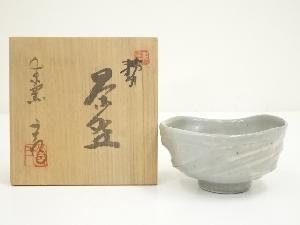 美濃焼　東原窯　羽柴良一造　粉引茶碗（共箱）